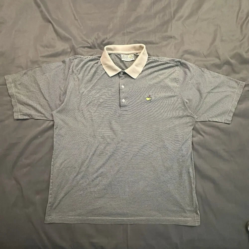 Vintage 90s Masters Polo Augusta National Golf Shop Mens XL Shirt Striped Green
